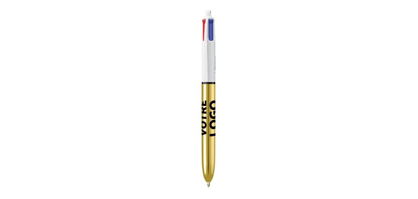 Ballpoint pen 4 colors BIC Shine advertising 1 mm tip - medium writing - 1 color marking
