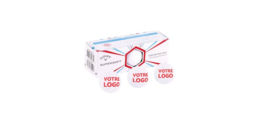 Balles de golf Callaway SUPERSOFT publicitaires  – Boîte de 3 - marquage 1 couleur