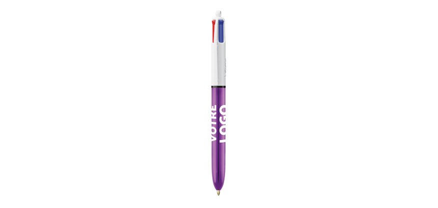 Ballpoint pen 4 colors BIC Shine advertising 1 mm tip - medium writing - 1 color marking