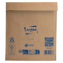 Hoezen met bubbelpatroon Jovimail Plus verstevigde bruine kraft 220 x 260 - Doos van 100