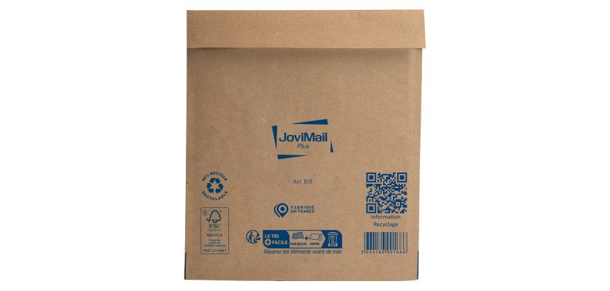 Pochette matelassée bulles Jovimail Plus kraft brun renforcé 220 x 260 - Carton de 100