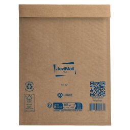 Hoezen met bubbelpatroon Jovimail Plus verstevigde bruine kraft 240 x 330 - Doos van 100