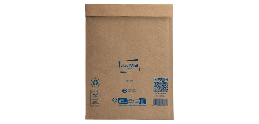 Pochette matelassée bulles Jovimail Plus kraft brun renforcé 240 x 330 - Carton de 100