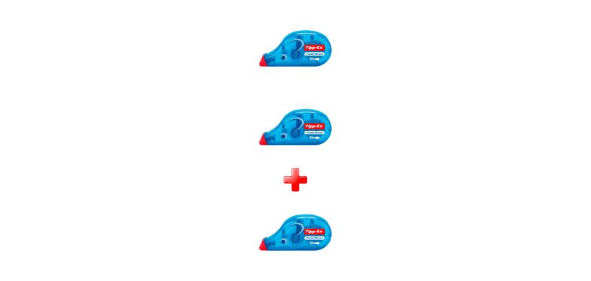 Confezione convenienza 2 correttori a nastro Tipp ex Pocket Mouse 4,2 mm 10 metri + 1 in omaggio