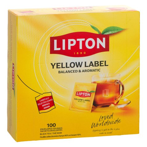 Thé noir Lipton Yellow Label - Boîte de 100 sachets