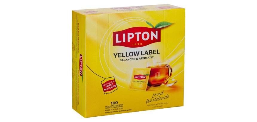 Thé noir Lipton Yellow Label - Boîte de 100 sachets