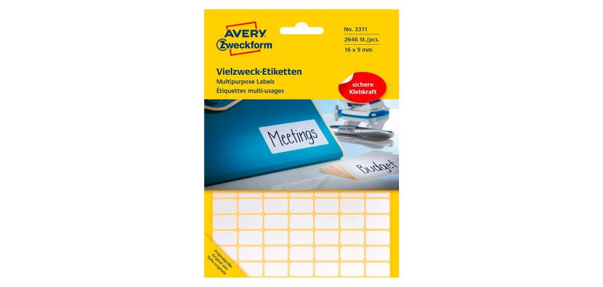 Etiquette multi-usage, 16 x 9 mm, blanc