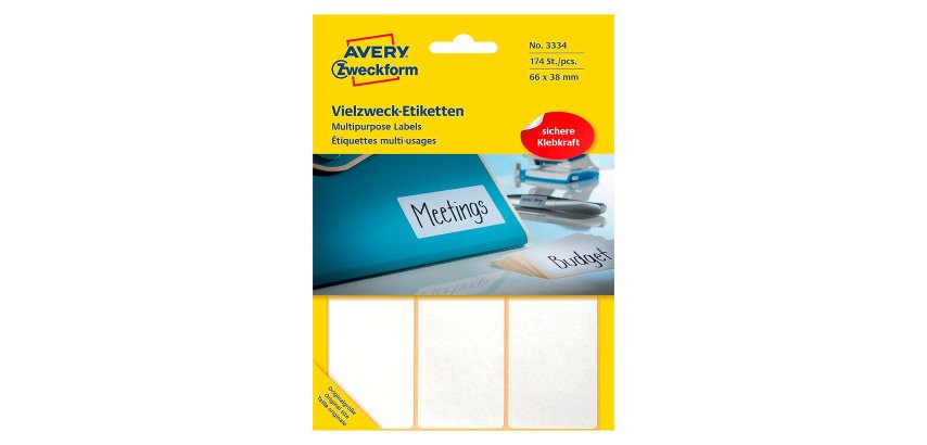 Etiquette multi-usage, 66 x 38 mm, blanc