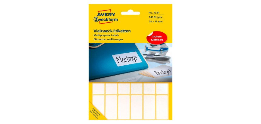 Etiquette multi-usage, 38 x 18 mm, blanc