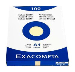 Ficha Bristol 210 x 297 mm unificada amarilla no perforada Exacompta - Caja de 100