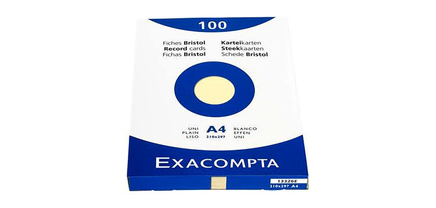 Fiche bristol 210 x 297 mm unie jaune non perforée Exacompta - Boîte de 100