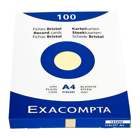 Ficha Bristol 210 x 297 mm unificada amarilla no perforada Exacompta - Caja de 100