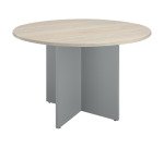Table ronde diamètre 120 cm plateau chêne gris pieds croix Essens
