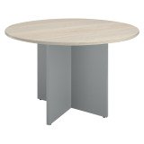 Table ronde diamètre 120 cm plateau chêne gris pieds croix Essens