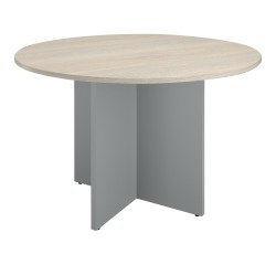 Table ronde diamètre 120 cm plateau chêne gris pieds croix Essens