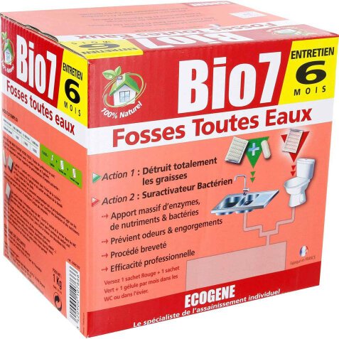 Traitement et entretien fosses septiques Bio 7 - Toutes eaux - 1 Kg