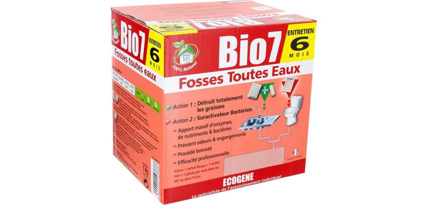 Traitement et entretien fosses septiques Bio 7 toutes eaux 1 Kg