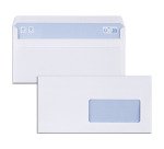 Enveloppe 110 x 220 mm budget 80 g fenêtre 45 x 100 mm auto blanche - Boîte de 500