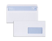 Enveloppe 110 x 220 mm budget 80 g fenêtre 45 x 100 mm auto blanche - Boîte de 500