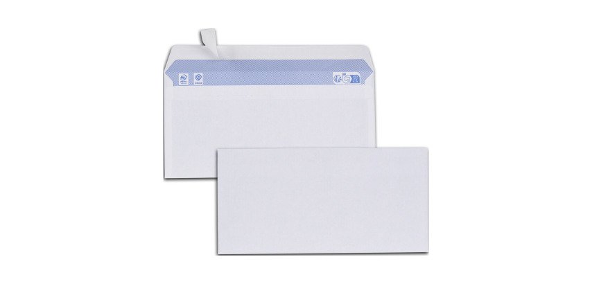 Enveloppe 110 x 220 mm budget 80 g SF bande protectrice blanche - Boîte de 500