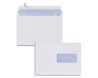 Enveloppe 162 x 229 mm budget 80 g avec fenêtre bande protectrice blanche - Boîte de 500
