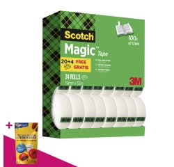 Pack 20 rubans adhésifs Scotch Magic invisible 33 m + 4 OFFERTS = Pour l'achat d'un pack de 20 rubans, 1 sachet de M&M OFFERT