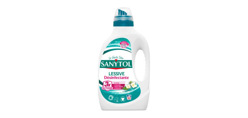 Lessive liquide désinfectante Sanytol - 53 lavages - Bidon de 2,65 L