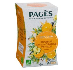Pagès Organic Rooibos Infusion with Orange Vanilla Flavor - Box of 20 sachets