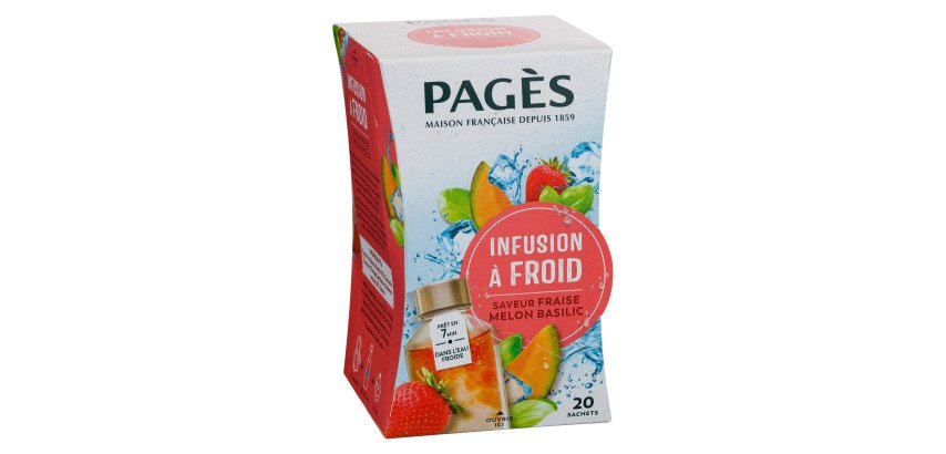 Infusion à froid saveur Fraise Melon Basilic Pagès - Boîte de 20 sachets