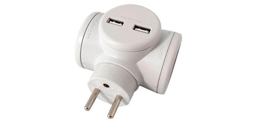 Multiprise Biplite 2X16A + 2 Ports USB-A Watt&Co