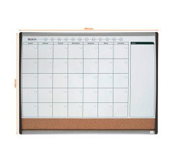 Planner gemengd magnetisch kurk 58,5 x 43 cm met maandelijkse kalender Nobo