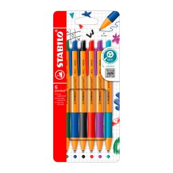Ballpoint pen Stabilo Pointball retractable 2.5 mm tip - medium writing - Pack of 6