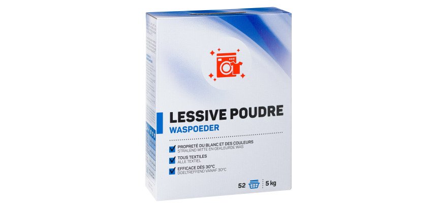 Lessive poudre tous textiles - 52 doses - Baril de 5 kg