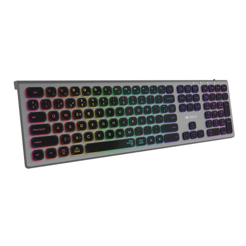 Teclado LED inalámbrico recargable Dual Bluetooth / 2.4G master iluminado extendido Gris/negro Subblim