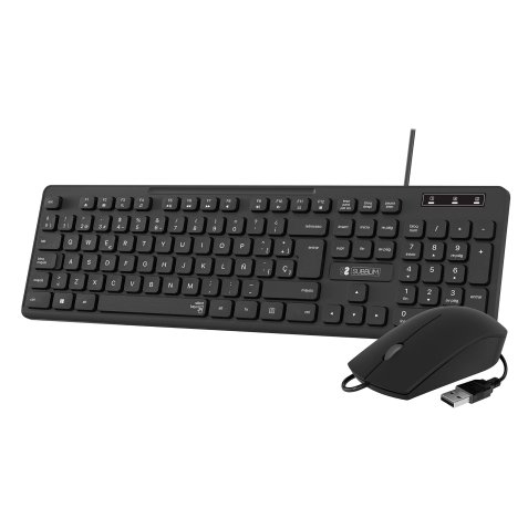 Pack Teclado + ratón con cable Business Slim Silencioso USB 2.4G Negro Subblim