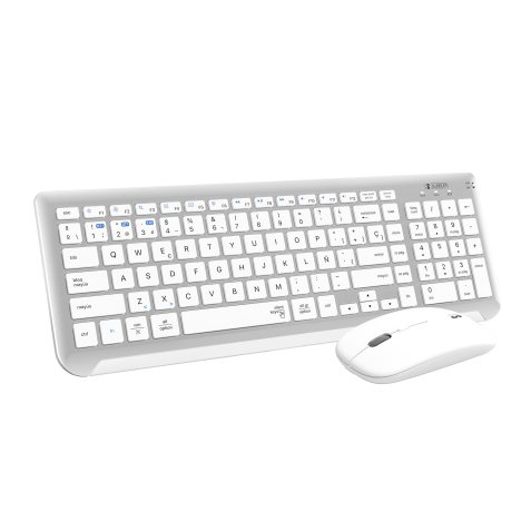 Pack Teclado + ratón inalámbricos multidispositivos extendido Dual Bluetooth / 2.4G Prestige Blanco/Plata Subblim