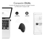 Ratón inalámbrico recargable vertical Glide Ergo Dual Bluetooth / 2.4G Negro Subblim