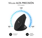 Ratón inalámbrico recargable vertical Glide Ergo Dual Bluetooth / 2.4G Negro Subblim