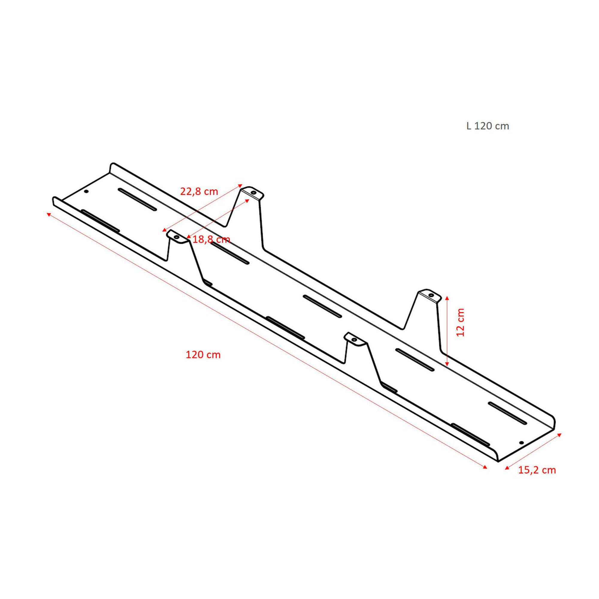 Kabelgoot horizontaal extra open universeel L 120 cm x D 15 x H 12 cm