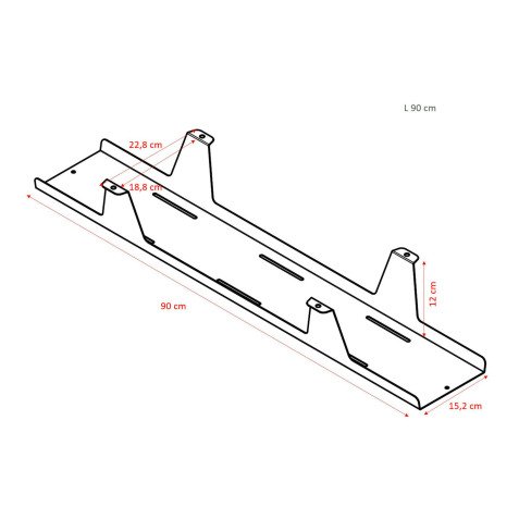 Kabelkanal horizontal extraweit offen Universal L 90 cm x B 15 x H 12 cm