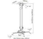 Staffa a soffitto per Videoproiettori estensione 545-900 mm