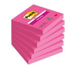 2+1 Confezioni Post-it super sticky Rosa neon 76 x 76 mm 90 ff 6 unità 1 confezione in omaggio
