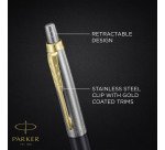 Bolígrafo retráctil Parker Jotter Grey GT, punta de 1 mm, escritura media