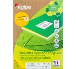 Etiquette adresse jet d'encre et laser recyclée 99,1 x 33,9 mm Agipa 102647 blanche - Boîte de 1600