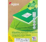 Etiquette adresse jet d'encre et laser recyclée 105 x 70 mm Agipa 101192 blanche - Boîte de 800