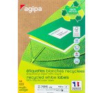Etiquette adresse jet d'encre et laser recyclée 99,1 x 139 mm Agipa 102649 blanche - Boîte de 400