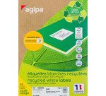 Etiquette adresse jet d'encre et laser recyclée 63,5 x 33,9 mm Agipa 102645 blanche - Boîte de 2400