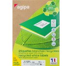 Address labels inkjet and laser recycled 199.6 x 289.1 mm Agipa 102651 white - Box of 100
