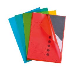 L-mapjes plastic Exacompta A4 polypropyleen 9/100e transparant assortiment van kleuren - Pak van 100