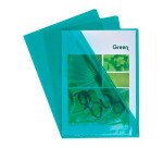 Chemise coin plastique Exacompta A4 PVC 13/100e transparente coloris vert - Paquet de 10